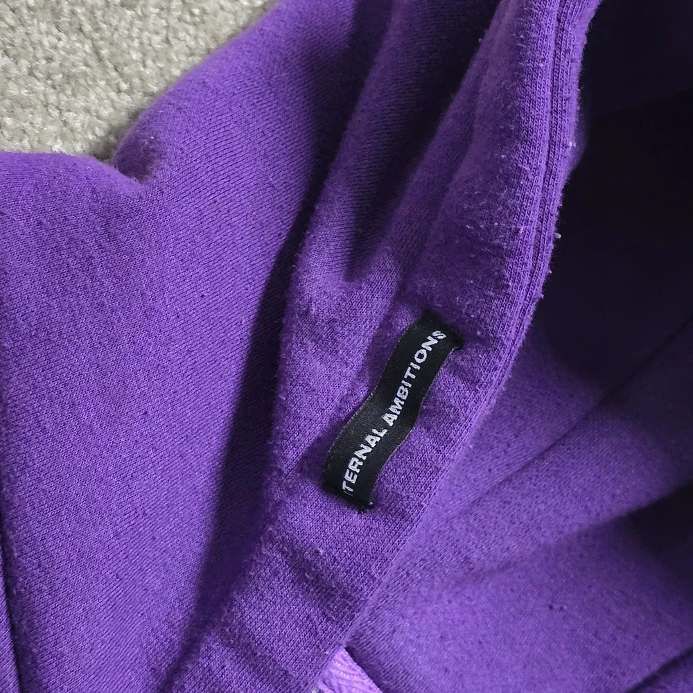 VTG Grunge Eternal Ambitions Jesus Hoodie Full Zip Purple Men L Affliction Style